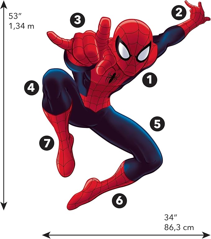 RoomMates Marvel Ultimate Spider-Man Giant Peel and Stick Wall Decals by RoomMates, RMK4831GM, Red, Blue, Yellow