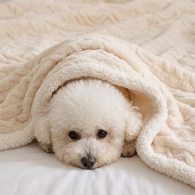 Sherpa Blanket for Bed Full Size - Fleece Soft Cozy Fuzzy Blankets Thick Warm for Winter and All Seasons (White, Full(80"x90"))