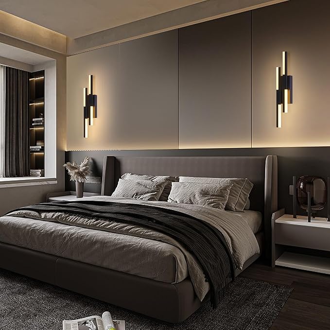 Modern LED Wall Sconce Black Remote Wall Light Fixtures for Bathroom, Dimmable Vanity Light Indoor LED Remote Wall Sconce for Bedside Bedroom Living Dining Room (1 Pack 3000-6500K 19.7inch)