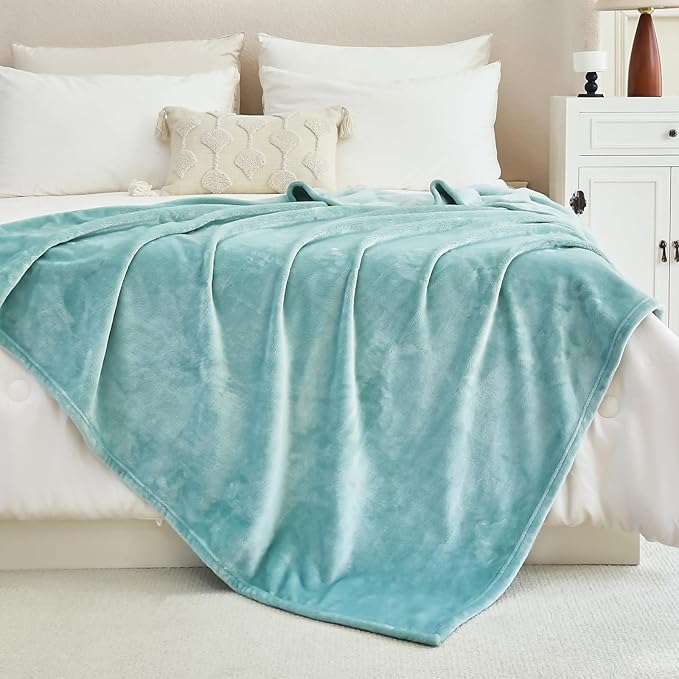 Ultra Soft Fleece Throw Blanket, Silky Flannel Fuzzy Blanket for All Season, Cozy Lightweight Blanket for Couch, Bed, Sofa, 50" x 60", Sage Green, Throw