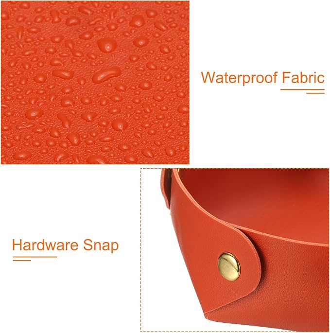 uxcell 2 Pcs Valet Tray for Women and Men, PU Leather Jewelry Tray Entryway Table Bedside Nightstand Catchall Storage Organizer for Jewelry Key Coin Watch Wallet (2 Size, Orange)