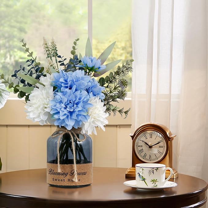Leftover Fake Flowers in Vase,Artificial Flowers in Vase,Table Centerpieces for Dining Room,Flower Centerpieces for Tables,Faux Flowers for Kitchen Decor,Coffee Table Decor…