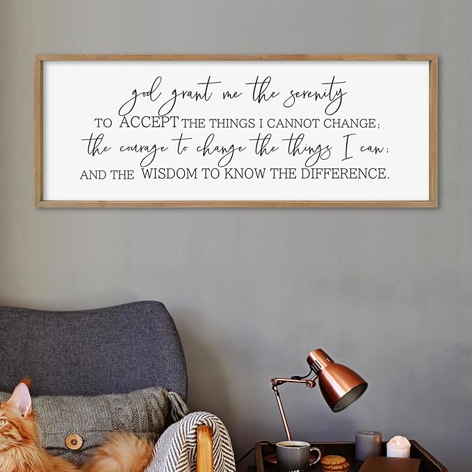 LuZhiQiang God Grant Me Prayer Wall Decor Christian Serenity Prayer Sign 40"X15" God Jesus Catholic Prayer Bible Verse Inspirational Quotes for Living Room Bedroom Office Large Hanging Art (Wood)