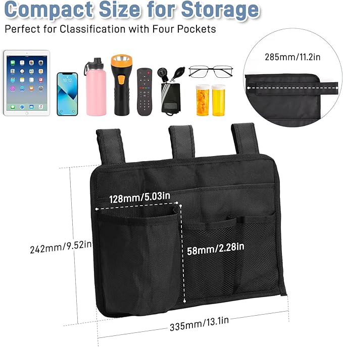 Support Storage Bag for Bed Rails, Bedside Storage Organizer