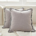 Sunday Praise Set of 2 Linen Fringe Decorative Pillow Covers 18x18 Inch Farmhouse Accent Boho Throw Pillow Cases with Tassels Cozy Soft Square Cushion Covers for Couch Sofa Bed Home Decor,Grey