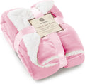 Genteele Sherpa Throw Blanket Super Soft Reversible Ultra Luxurious Plush Blanket, 50 x 60 inches, Pink/White