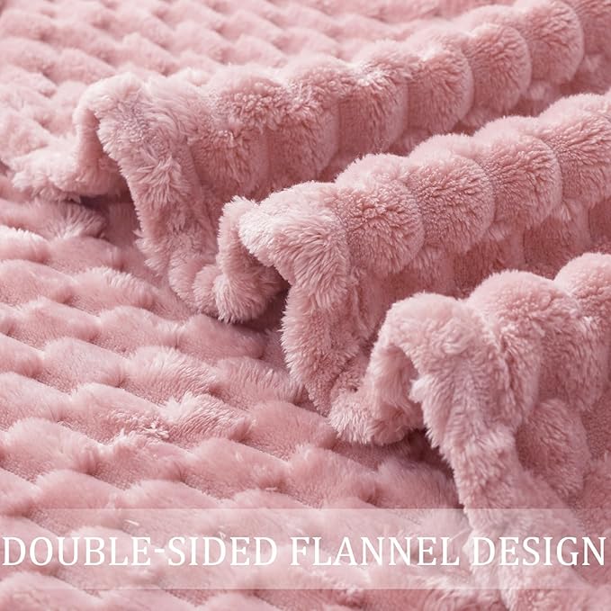 Exclusivo Mezcla Fleece Throw Blanket for Couch, Extra Large Fuzzy Dusty Pink Bed Blankets, Soft Cozy Plush Sofa Throws for All Seasons, 50x70 Inches