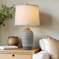 24.5" Vintage Ceramic Table Lamp with 5FT Cord,Single Farmhouse Rustic Bedside Lamp with Natural Textured Finish, Nightstand Lamps for Living Room, Bedroom End Table Office Rustic Black & Gray