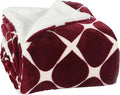 Elegant Comfort Luxury Ultra-Plush Velvet Touch FleeceThrow Soft, Warm, Cozy| Micromink Sherpa-Backing Reversible Blanket for Bed, Sofa and Couch, (50" x 60"), Bloomingdale Burgundy