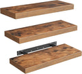 Floating Shelves for Wall, 1.5" Thick Wall Shelf Set of 3 with Invisible Brackets, 15.7L x 7.9W Hanging Shelves Farmhouse Home Decor for Bathroom, Living Room, Bedroom, Rustic Brown 4301BJP3BF
