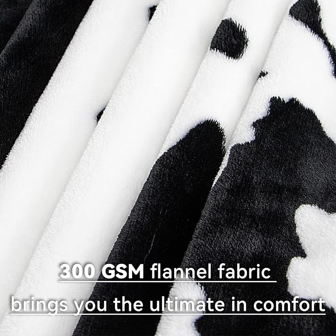 Fleece Throw Blanket for Girls & Boys, White Black Soft Warm Fuzzy Baby Blankets for Couch Stroller, Cute Cozy Farmhouse Bedroom Nursery Decor, Birthday Gifts for Girls Boys Toddlers, 40"x50"
