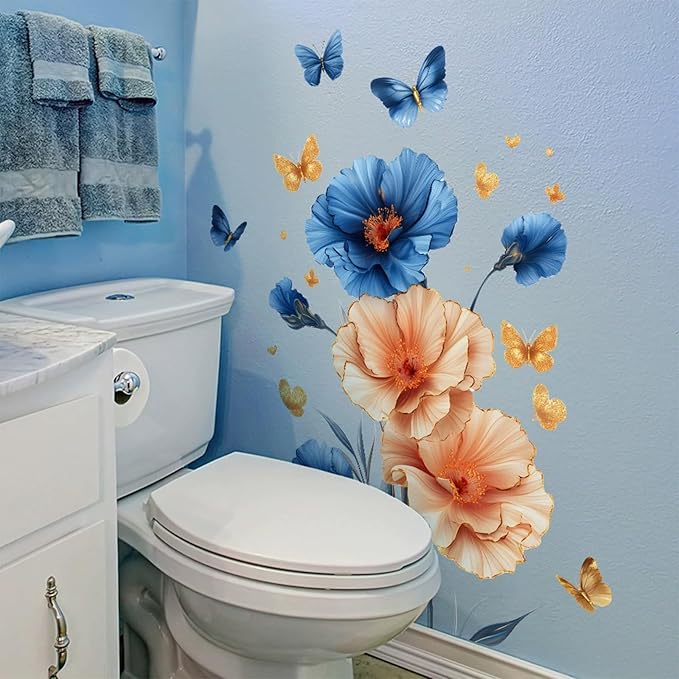 TUOKING Flowers Wall Stickers Decor,Removable Wall Murals Peel and Stick Modern Wall Art Decal Home Decor for Kitchen,Bedroom,Living Room(h28)
