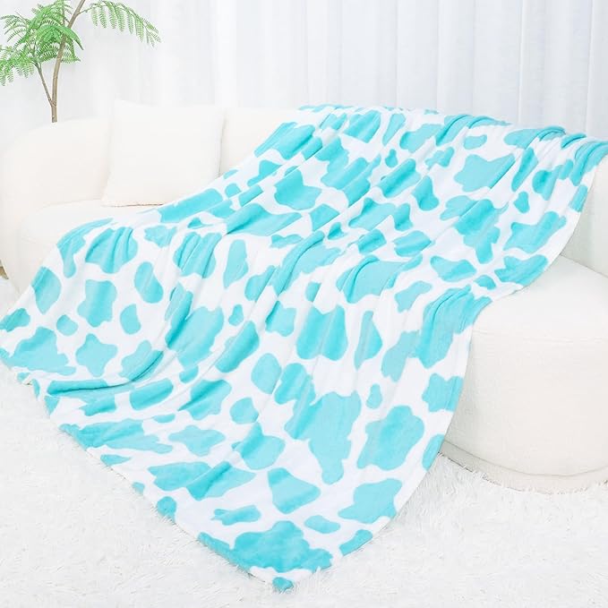 Queen Size Blanket for Bed, Soft Fuzzy Full Size Blue Fleece Throw Blanket for Couples, Lightweight Cozy Bedding for All Seasons Guest Room Bedroom Decoration 90x90 Inches