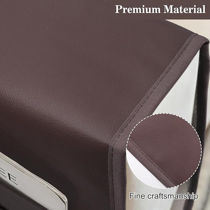 PU Leather Couch Organizer Caddy Sofa Armrest Organizer, Remote Control Holder for Recliner, Waterproof Armchair Caddy with 6 Pockets Storage for Magazine, Tablet, Phone, Remote (Red Brown)