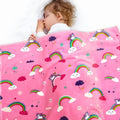 Lukeight Pink Rainbow Toddler Blanket Gifts for Girls, Plush and Thick Girls Unicorns Blanket Birthday Gifts for Toddler and Baby (Rainbow Unicorns, 30x40 Inches)
