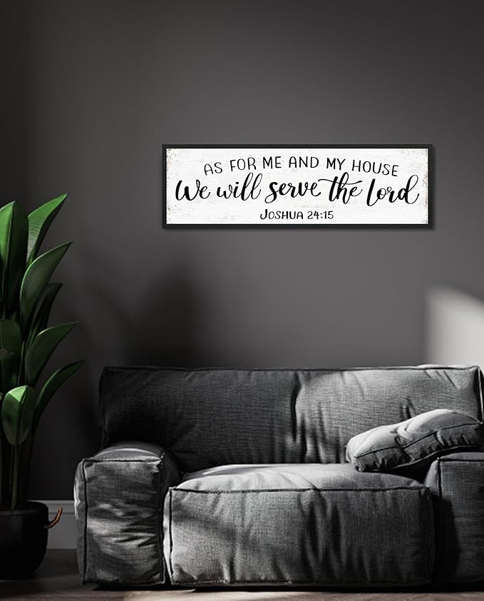 YPY As For Me And My House We Will Serve The Lord Joshua 24 15 Sign: Christian Jesus Wall Art, Bible Verses Scripture Wall Decor, Modern Farmhouse Decorations Signs for Home Living Room 12"×40"