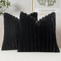 MIULEE Faux Fur Decorative Throw Pillow Covers 18x18 Inch Set of 2, French Modern Art Home Decor Soft Plush Couch Pillows Cozy Fluffy Cushion Covers for Sofa Bed Black