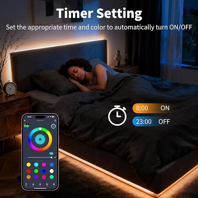 LED Strip Lights,RGB Music Sync Color Changing Led Lights with Smart App Control Remote & Remote Control,LED Lights for Bedroom,Room Essentials,Sense of Atmosphere Decorations(50FT-1Roll)
