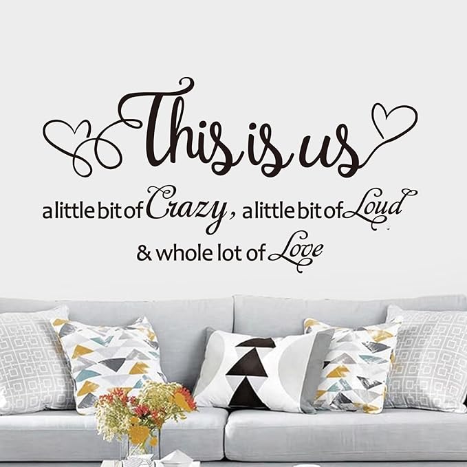 Motivational Home Wall Decals for Bedroom: Inspirational Family Quotes Vinyl Art Wall Stickers for Living Room Kitchen Apartment Bathroom - This is US 28.6" X 15"