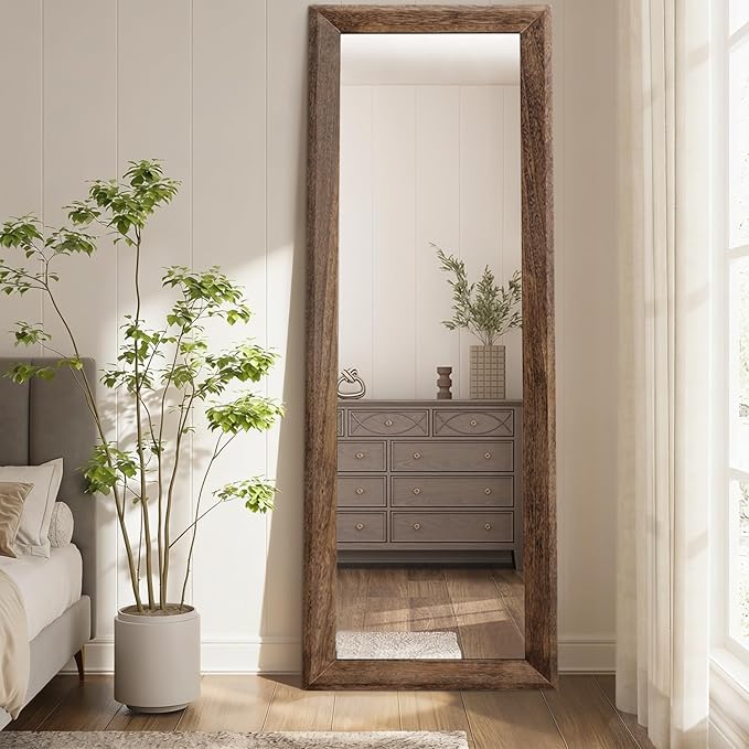 AAZZKANG Hanging Mirror Full Length Vintage Large Mirrors Wooden Framed 71"x30" for Bedroom Living Room Bathroom Entryway Wall Mounted Vertically or Horizontally