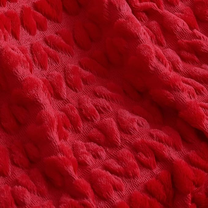 Horaldaily Valentine Blanket Throw, Red Cute Love Heart Soft Fuzzy Plush Faux Fur Cozy Blankets for Couch Sofa Bed Lounging, Ideal Gifts for Kids Adults Wife Self, 60x80