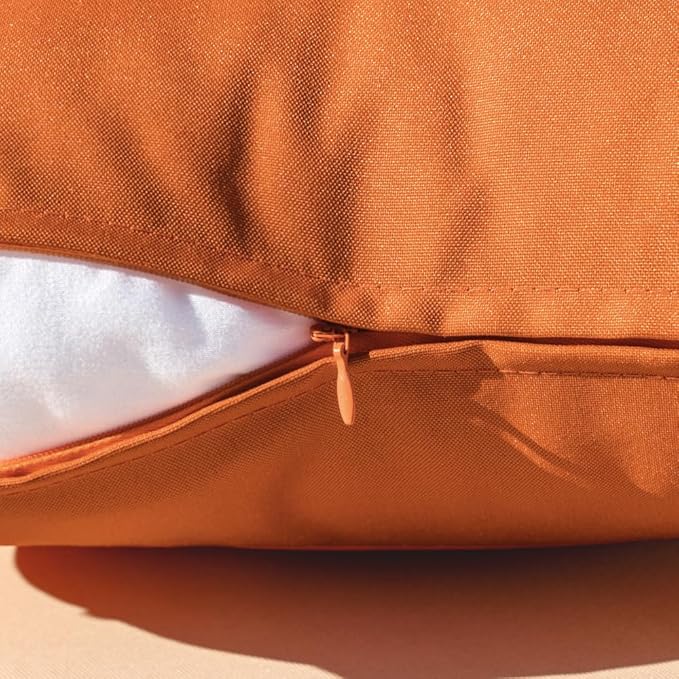 MIULEE Pack of 2 Decorative Outdoor Waterproof Pillow Covers Square Garden Cushion Sham Throw Pillowcase Shell for Fall Patio Tent Couch 20x20 Inch Burnt Orange