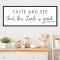 Oh Taste And See That The Lord Is Good Wall Decor 32"×12" Psalm 34:8 Bible Verse Scripture Sign Large Christian Dining Room Wall Hanging Art (Black)