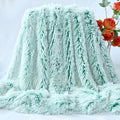 Plush Super Soft Blanket Bedding Sofa Cover Furry Fuzzy Fur Warm Throw Qulit Cozy Couch Blanket for Winter (63"x79",Green and White)