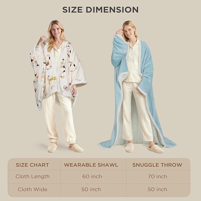 Heated Blanket Wearable Shawl - Electric Blanket Wrap Poncho Hoodie with 6 Heat Levels & 9 Hours Auto Off,Gifts for Women,Home Office Use,Machine Washable,50"x60"(Cat)