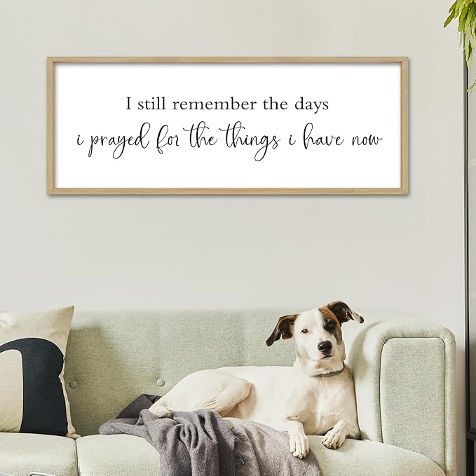 I Still Remember the Days I Prayed Sign 40''×15'' Bible Verse Wall Decor Home Bedroom Scripture Large Rustic Farmhouse Inspirational Wood Framed Plaque Wall Hanging Art (Wood)