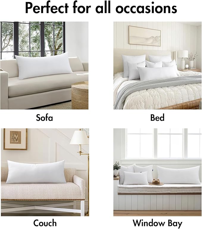 MIULEE 16x20 Inch Throw Pillow Insert Premium Throw Pillow Virgin Microfiber Stuffer Rectangle Pillow for Sofa Bed Couch