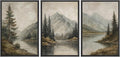 MUDECOR Framed Wall Art Print Set Mountain Landscape Nature with Trees, Lake, and Mountains, Rustic Illustrations Modern Art Decorative Colorful for Living Room, Bedroom, Office - 24"x36"x3 Black