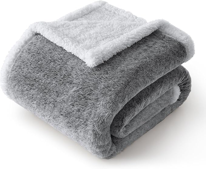 BEDELITE Sherpa Throw Blanket for Couch – Ultra Soft & Cozy Plush Blanket for Sofa, Bed & Room Decor, Thick Fluffy Throw Gifts for Women, Men, Mom, Dad, 50x60 inch, Black