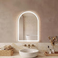 Sweetcrispy 20“×28” LED Bathroom Backlit Mirror with Lights, Arched Vanity Mirror with Anti-Fog, Dimmable, 3-Color Light, Memory Function, Tempered Glass