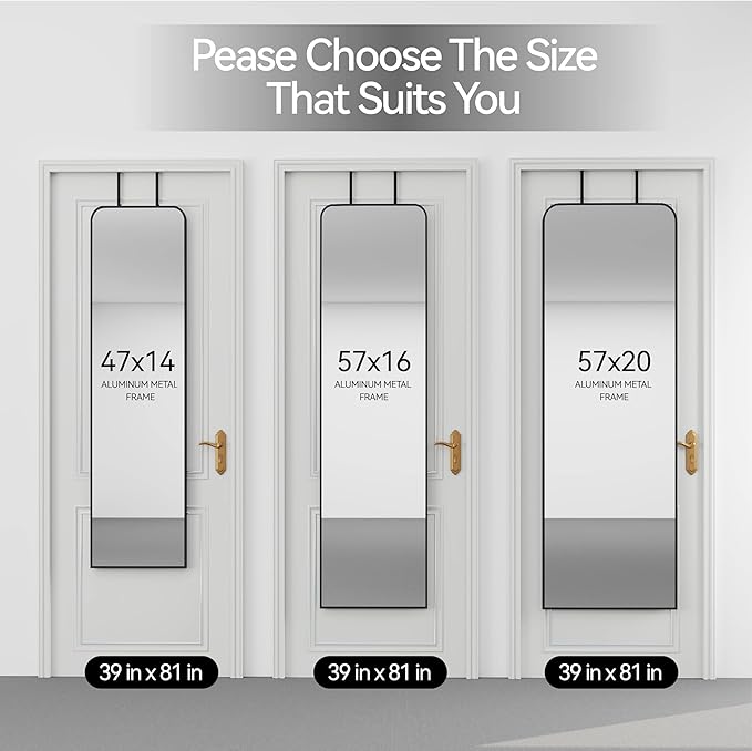 Rectangle 57x16 Mirror Full Length Wall Mounted Hanging or Against Wall Metal Frame Dressing Make-up Mirrors for Entryway Bedroom Bathroom Living Room 57 16 inch Black