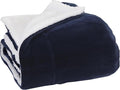 Elegant Comfort Luxury Ultra-Plush Velvet Touch Fleece Throw Soft, Warm, Cozy| Micromink Sherpa-Backing Reversible Blanket for Bed, Sofa and Couch, (50 x 60), Solid Navy Blue