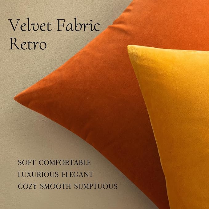 MIULEE Velvet Throw Pillow Covers 20x20 Inch, Pack of 2 - Gold, Soft Solid Decorative Pillow Covers Cushion Cases Modern Luxury Home Decor for Couch Sofa Bedroom Livingroom