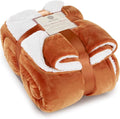 Genteele Sherpa Throw Blanket Super Soft Reversible Ultra Luxurious Plush Blanket, 90 x 90 inches, Burnt Orange/White