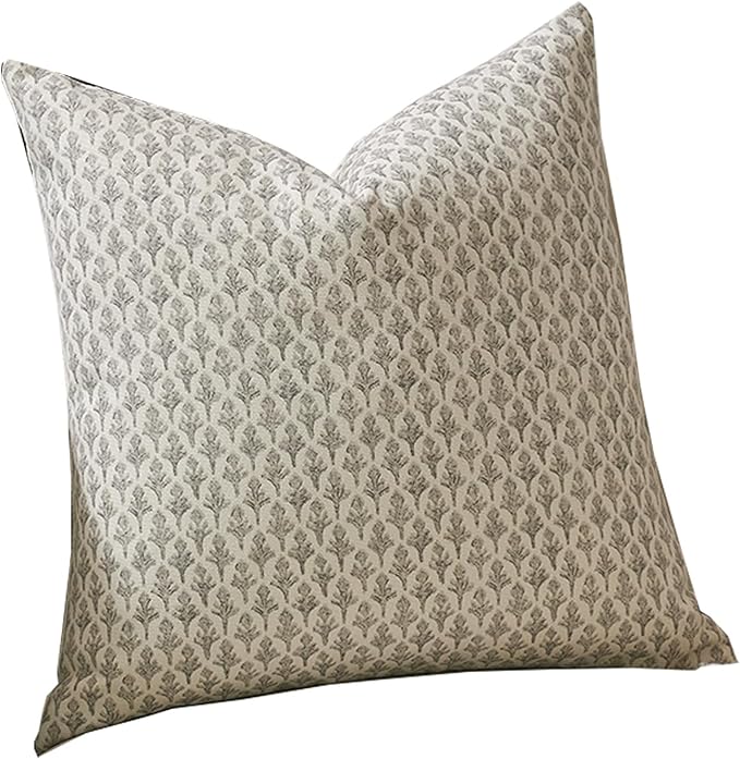FIOUOVO Floral Pillow Covers 24x24 Pillow Cover Block Print Couch Pillows for Living Room Decorative Neutral Accent Throw Pillow Covers, 1PC, Light Taupe