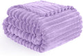 Vessia Flannel Fleece Throw Blanket for Couch,Sofa,Bed, 300GSM Striped Light Purple Throw Blanket for Adults and Kids, Super Soft Warm Cozy Lightweight Home Decor for All-Season(50x70inch)