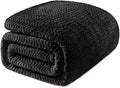 Exclusivo Mezcla Queen Blanket for Bed, Cozy Lightweight Fleece Blankets for All Season, Decorative Giftable Fuzzy Plush Wave Textured Suitable for Women, Men, Black, 90x90 Inches
