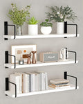 Floating Shelves - 24 Inch Wall Mounted Set of 3, Rustic Wood Shelves for Living Room Storage and Wall Decor (White)