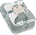 Genteele Sherpa Throw Blanket Super Soft Reversible Ultra Luxurious Plush Blanket, 50 x 60 inches, Sage/White