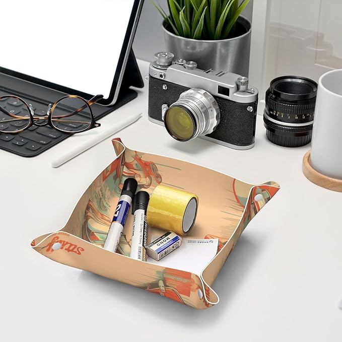 Leather Car Tray Organizer Handy Storage for Bedside Bedside Home Office Use