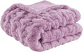 Madison Park Ruched Luxury Throw Premium Soft Cozy Brushed Long Faux Fur for Bed, Couch or Sofa, 50"x60", Purple