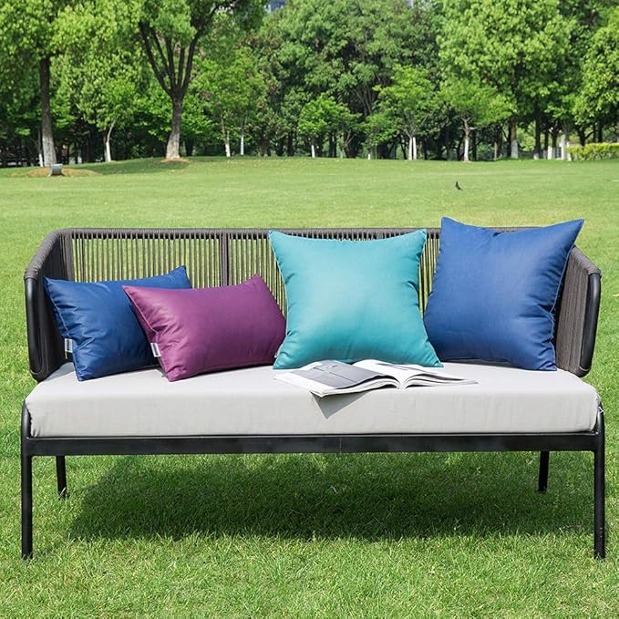 MIULEE Pack of 2 Decorative Outdoor Waterproof Pillow Covers Square Garden Cushion Sham Throw Pillowcase Shell for Spring Patio Tent Couch 18x18 Inch Navy Blue