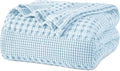 PHF 100% Cotton Waffle Weave Blanket Twin Size for Bed, Soft Lightweight & Breathable for Spring and Summer, All-Season Comfort, Luxury Aesthetic Blanket for Home Decor, 66"x90", Baby Blue