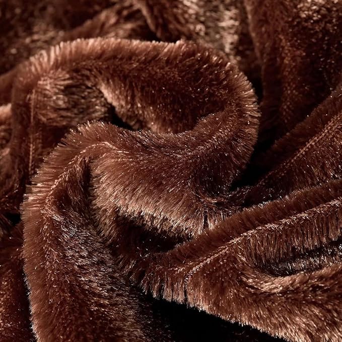 YUSOKI Brown King Faux Fur Winter Blanket,2 Layers,90"x104",Without Pillows Big Soft Plush Fuzzy Large Warm Fluffy Blanket for Bed
