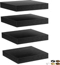 Fun Memories Floating Shelves for Wall, Rustic Wood Wall Mounted Shelves for Bathroom, Bedroom, Living Room & Kitchen, Storage Display Shelves, (Set of 4, Black, 9.3 in)