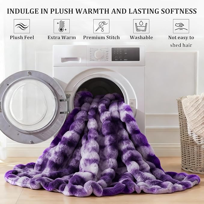 Faux Fur Throw Blanket for Couch, 1000 GSM Cozy Fuzzy Fluffy Soft Plush Thick Bubble Sherpa Blanket for Sofa Bedroom Living Room, Mothers Day Birthday Gifts for Women Home Decor